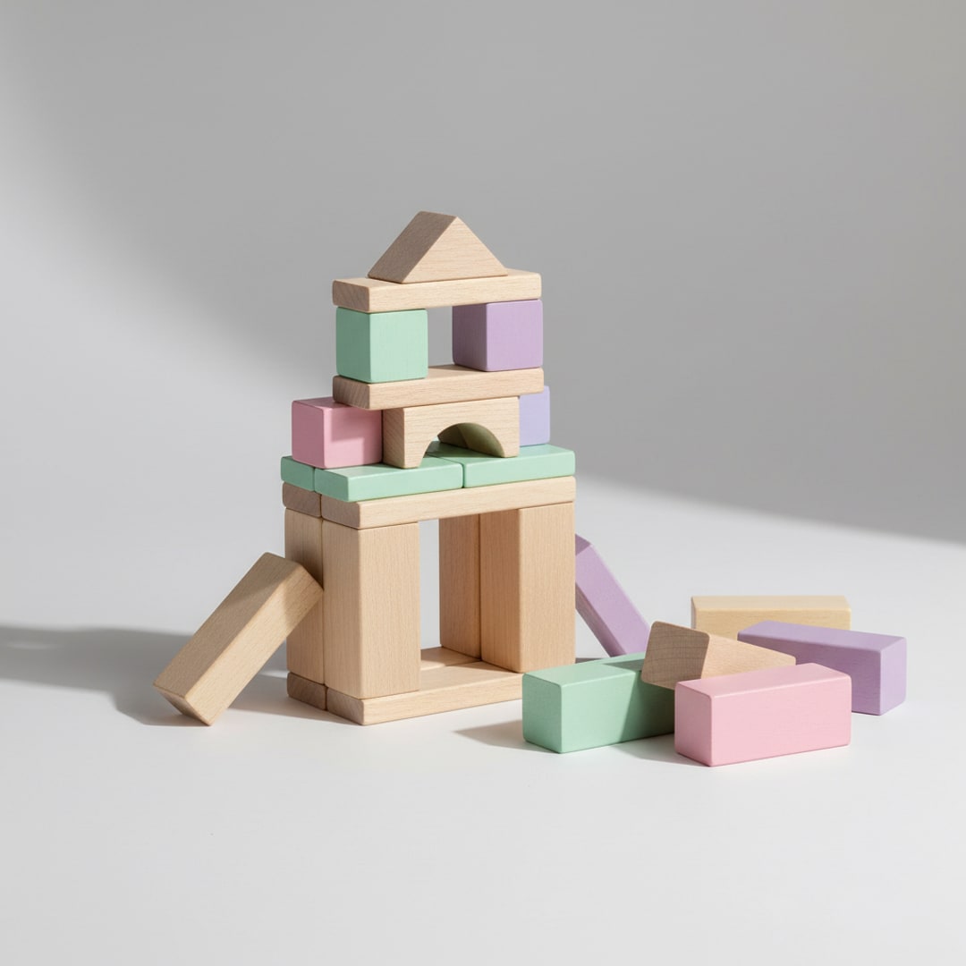 Wooden Building Blocks, 50-Piece — Spinner Play
