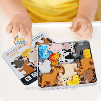 Puzzle din lemn cu animale de fermă premium