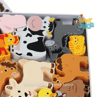 Puzzle din lemn cu animale de fermă premium
