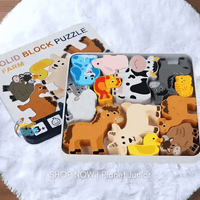 Puzzle din lemn cu animale de fermă premium