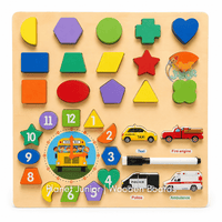 Puzzle Montessori din lemn 2-în-1 + tăblița whiteboard