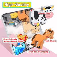 Puzzle din lemn cu animale de fermă premium