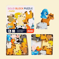 Puzzle din lemn cu animale de fermă premium