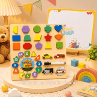 Puzzle Montessori din lemn 2-în-1 + tăblița whiteboard