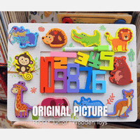Tablă puzzle cifre 2-în-1 – animale și vehicule
