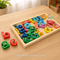 Puzzle șiretat din lemn — ursuleț cu alfabet