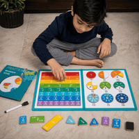 Tablă educativă din lemn pentru învățarea fracțiilor