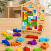 Puzzle Tetris multifuncțional din lemn cu joc logic