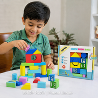 Set 36 blocuri cognitive din lemn pentru copii