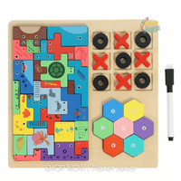 Puzzle Tetris din lemn 4-în-1 educativ
