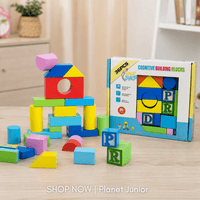 Set 36 blocuri cognitive din lemn pentru copii
