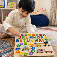 Puzzle Montessori din lemn 2-în-1 + tăblița whiteboard