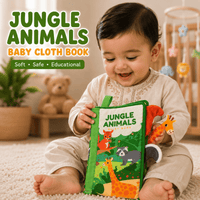 Cărticică textilă foșnitoare cu animale din junglă