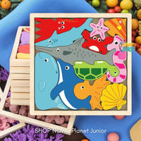 Puzzle din lemn cu animale marine