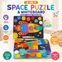 Puzzle 2-în-1 din lemn — spațiu și whiteboard