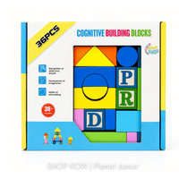 Set 36 blocuri cognitive din lemn pentru copii