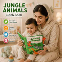 Cărticică textilă foșnitoare cu animale din junglă