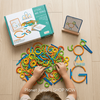 Puzzle din lemn — bețișoare și inele pentru modele