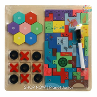 Puzzle Tetris din lemn 4-în-1 educativ