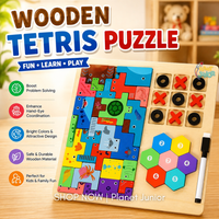 Puzzle Tetris din lemn 4-în-1 educativ