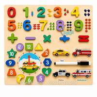 Puzzle Montessori din lemn 2-în-1 + tăblița whiteboard