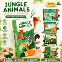 Cărticică textilă foșnitoare cu animale din junglă