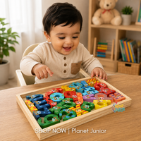 Puzzle șiretat din lemn — ursuleț cu alfabet