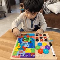 Puzzle Tetris din lemn 4-în-1 educativ
