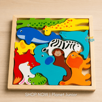 Puzzle din lemn cu animale marine