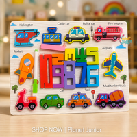 Tablă puzzle cifre 2-în-1 – animale și vehicule