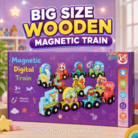Set tren magnetic din lemn mărimea mare