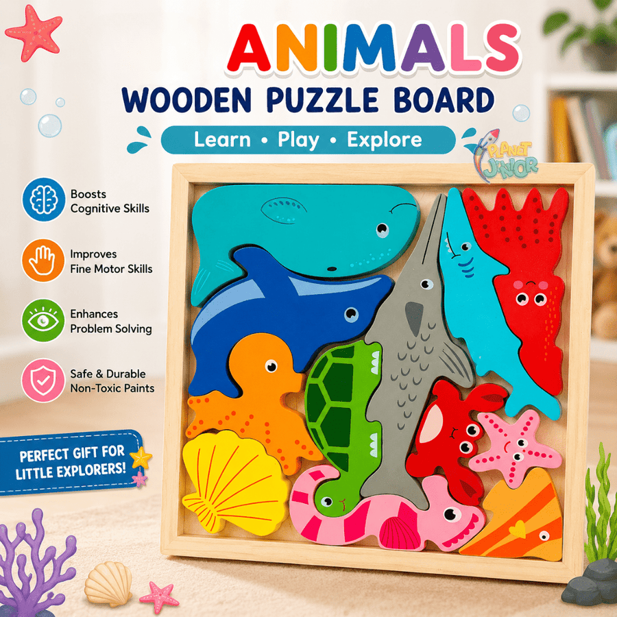 Puzzle din lemn cu animale marine