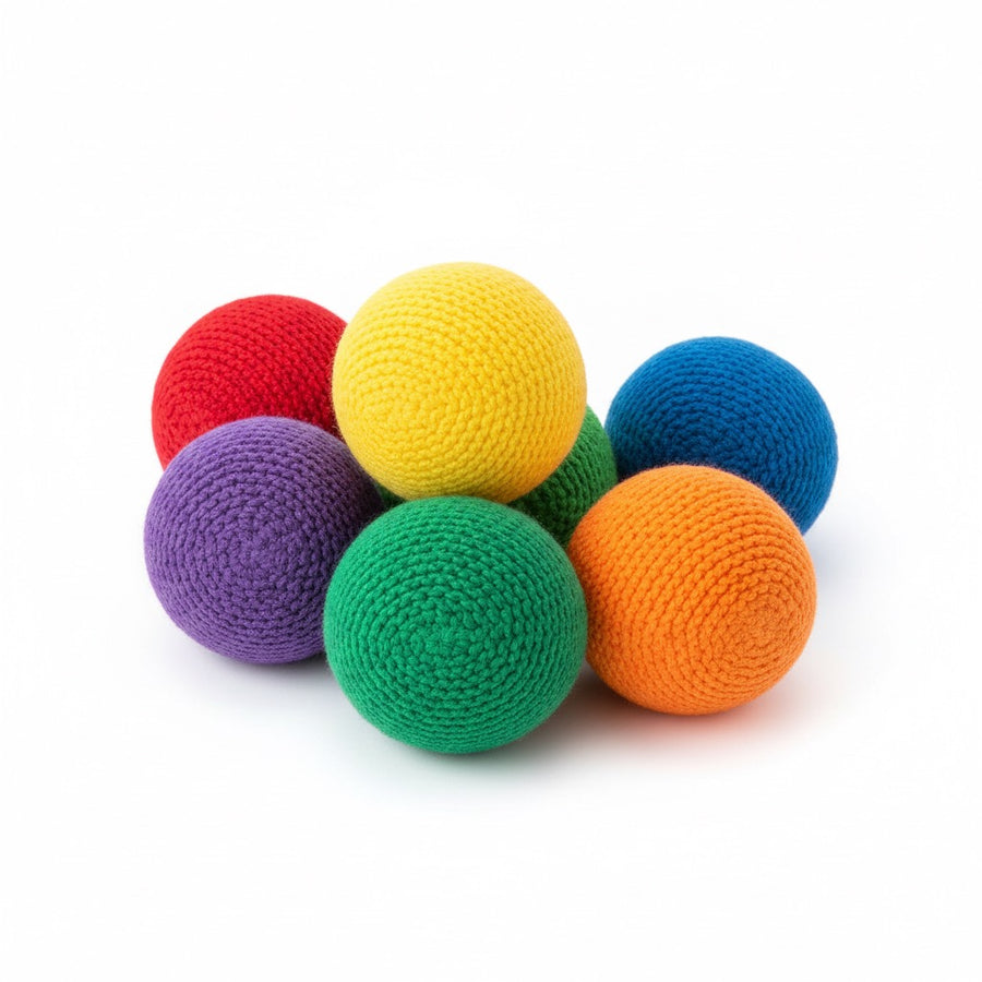 Set 6 mingi din material textil moale, 8 cm