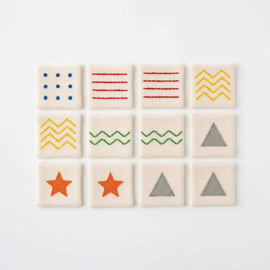 Joc de memorie textil cu 12 piese cusute manual